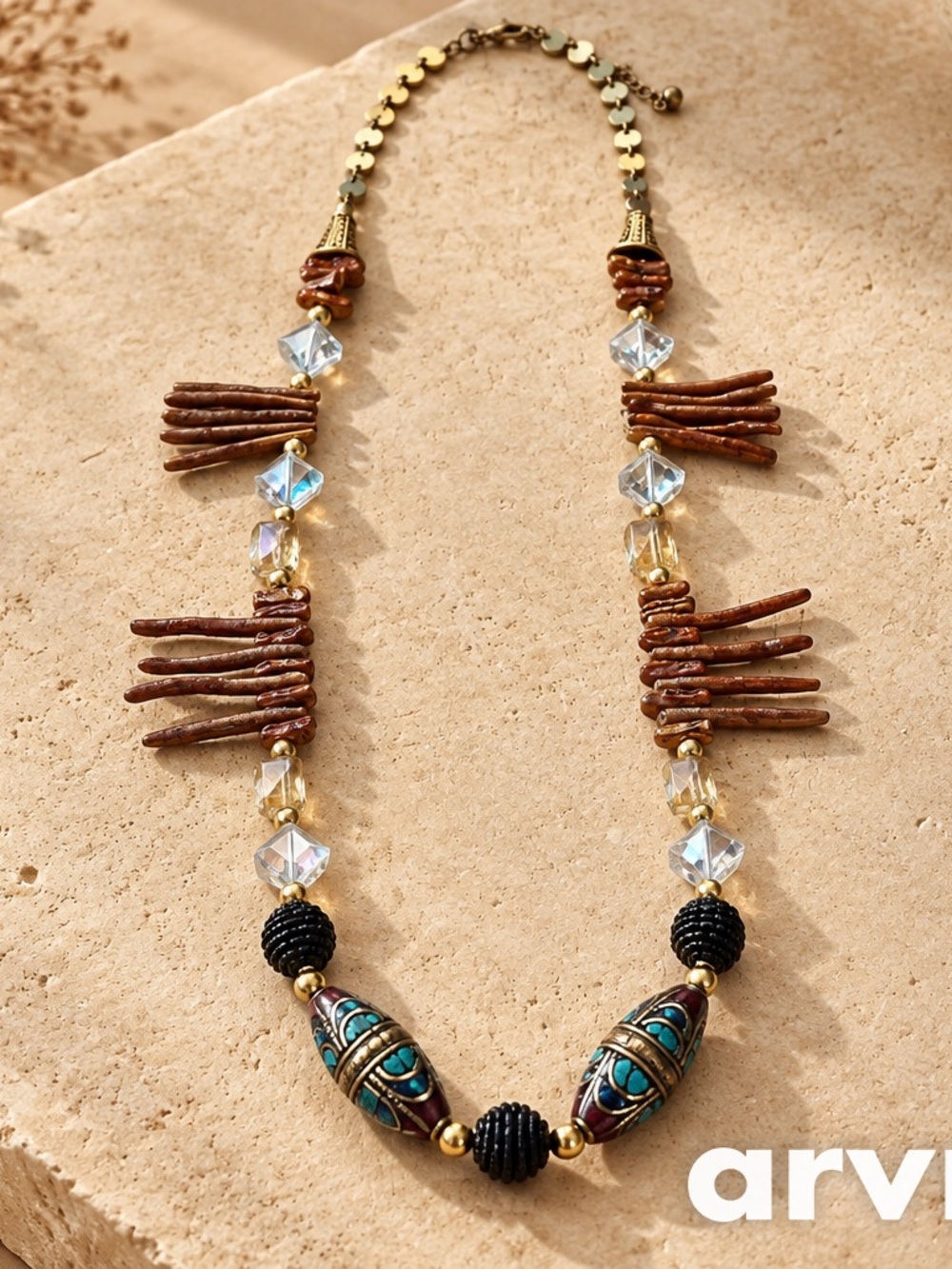 Pearls , golden coral,  Turquoise Accent Statement Necklace -